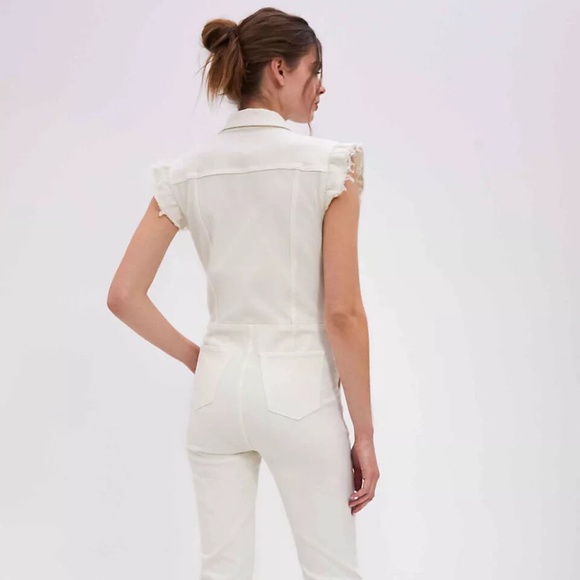 NWT Joe's Jeans Denim Jumpsuit Silvia Off-White Women's Small - Picture 4 of 5